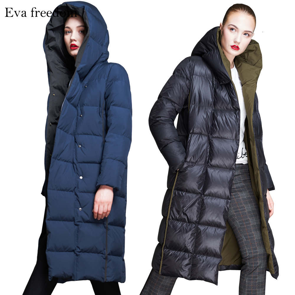 

down jacket evafredom 2021 winter white duck fashion contrast color design, Black