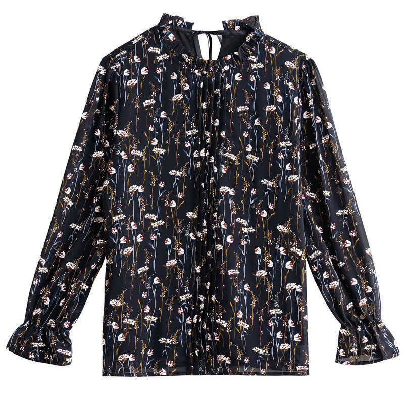 

Womens Clothing Fashion Floral Print Chiffon Blouse Long Sleeve Women Shirts Blouses Women Womens Tops And Blouses B753 210602