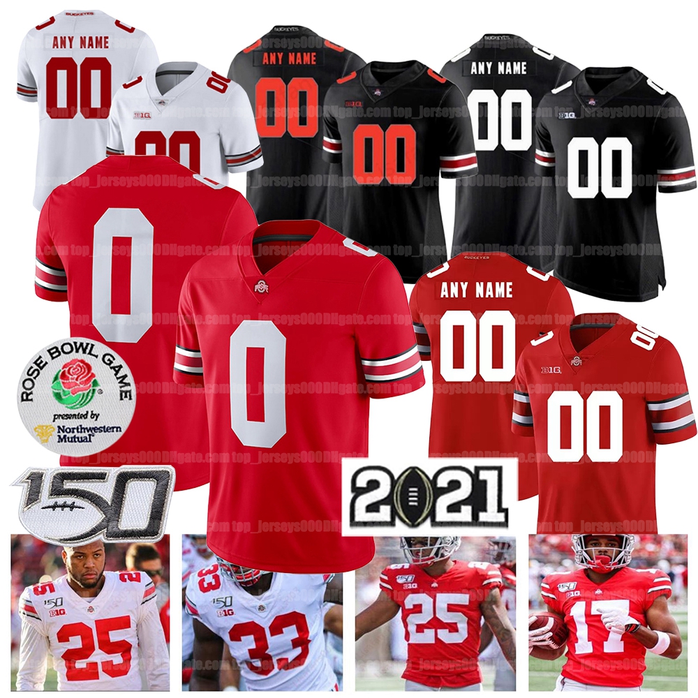 

Cusom Ohio State Buckeyes NCAA College Football jersey KJ Hill Jr. Ronnie Hickman Eddie George Justin Fields JK Dobbins Fuller Garrett Wilson Chris Olave Trey Sermon, As shown