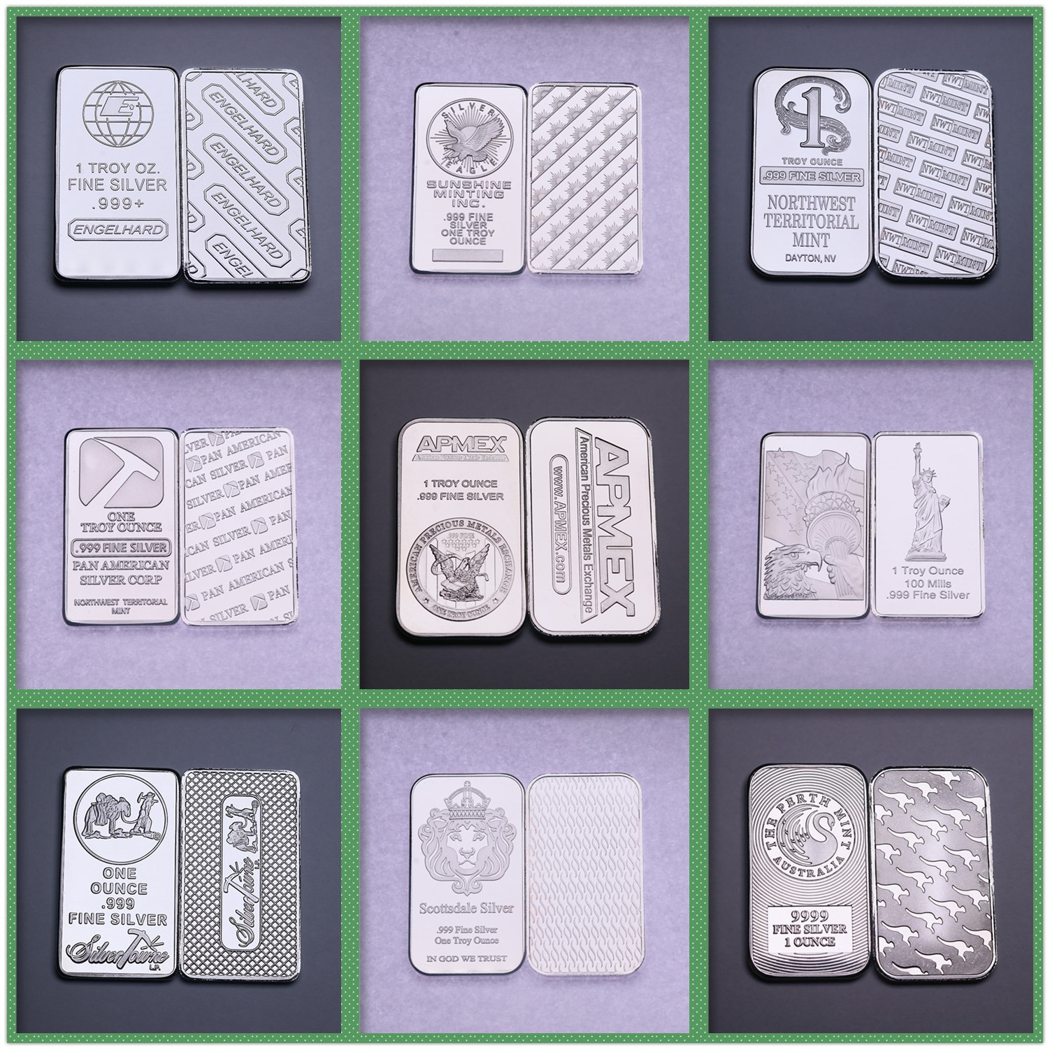 

Other Arts and Crafts 1 Oz Silver Bar Series Bullion Bar Gather Stagecoach silvercolored Divisible Apmex Johnson Matthey Sunshine Towne Prospector SilverBar