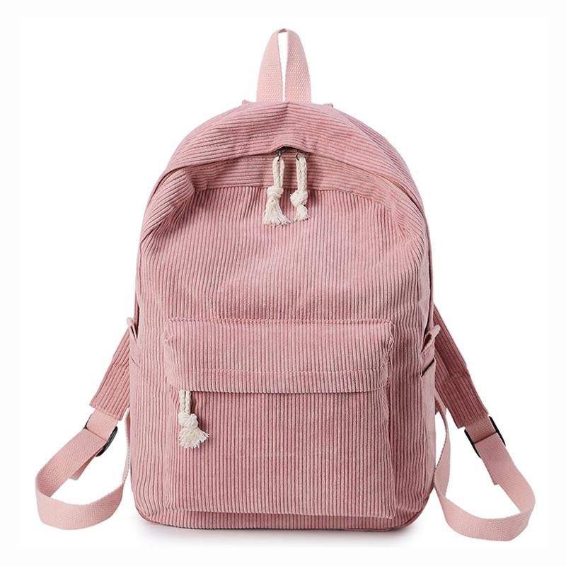 

Fashion Preppy Style Soft Backpack Female Corduroy Design School Backpack For Teenage Girls students Durable schoolbag Women, Black
