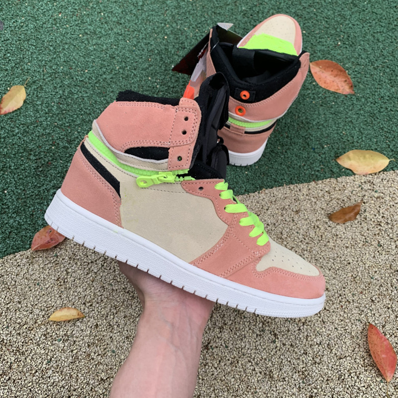 

2021 Men Switch Light Smoke Basketball Shoes Pink Jumpman 1 High OG 1s Colores Vibras Hyper Royal Women Sneakers Silver Toe Midnight Navy Trainers, Pay for extra lace