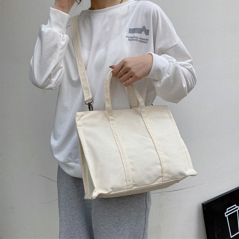 

Evening Bags Canvas Casual Handbag Tote Woman Bag Simple Solid Shopper Designer Large Capacity Travel Female Crossbody Women Shoulder