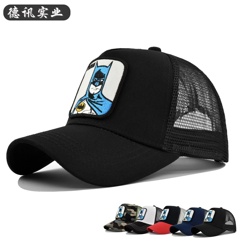 

Cartoon Embroidered Baseball Cap Superman duck tongue mesh cap personalized embroidered curved brim sun visor, Cm584-1 black