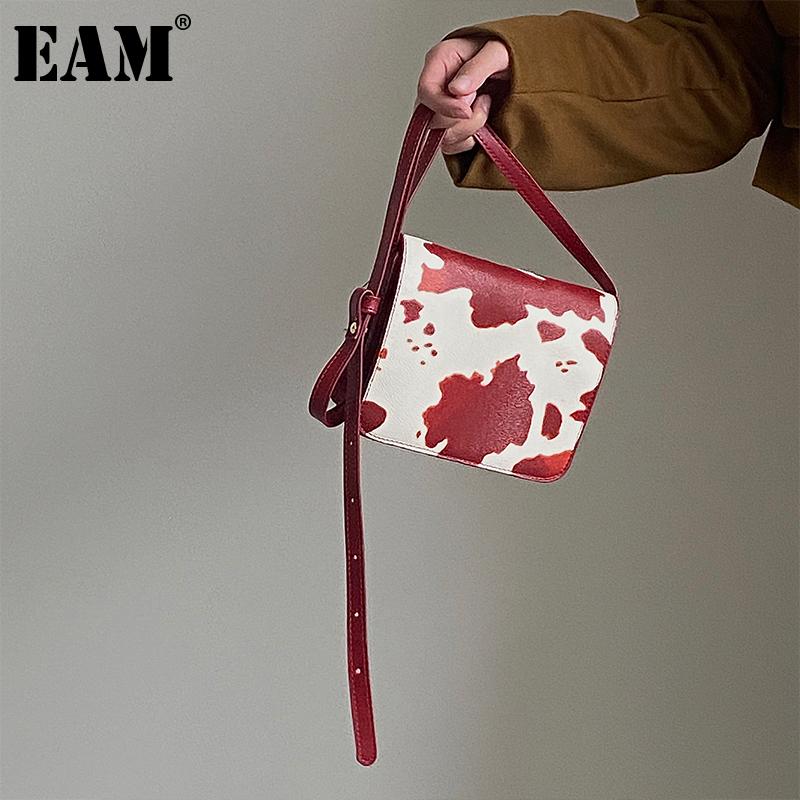 

[EAM] Women New Red Cow Pattern Mini PU Leather Flap Personality All-match Crossbody Shoulder Bag Fashion Tide 2021 18A1433