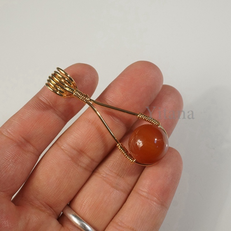 

Wholesale Natural Carnelian Bead Crystal Pendant Wire Wrapped 18K Gold Plated