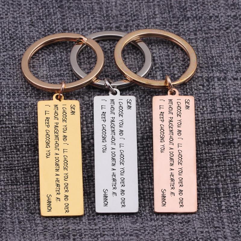 

Keychains Specializing Customized Name Couple Gift I Will Choose You Over And I`LL Keep Choosing Key Ring Pendant Ket Tag