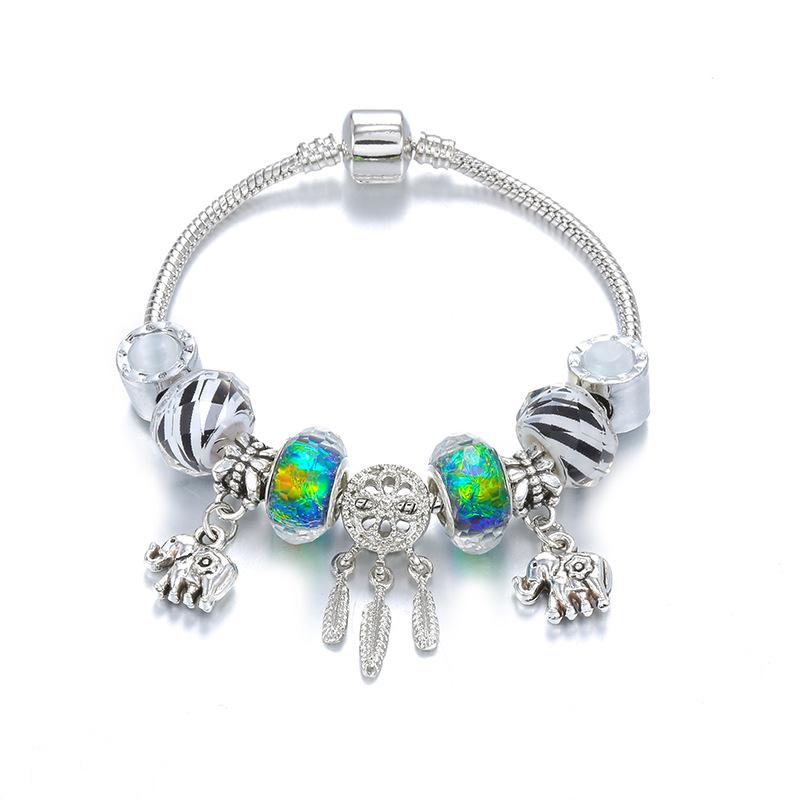 

Link, Chain Panjia Bracelet Prairie Striped Beaded Dream Catching Elephant Pendant Snake Bone Jewelry Girl, Black