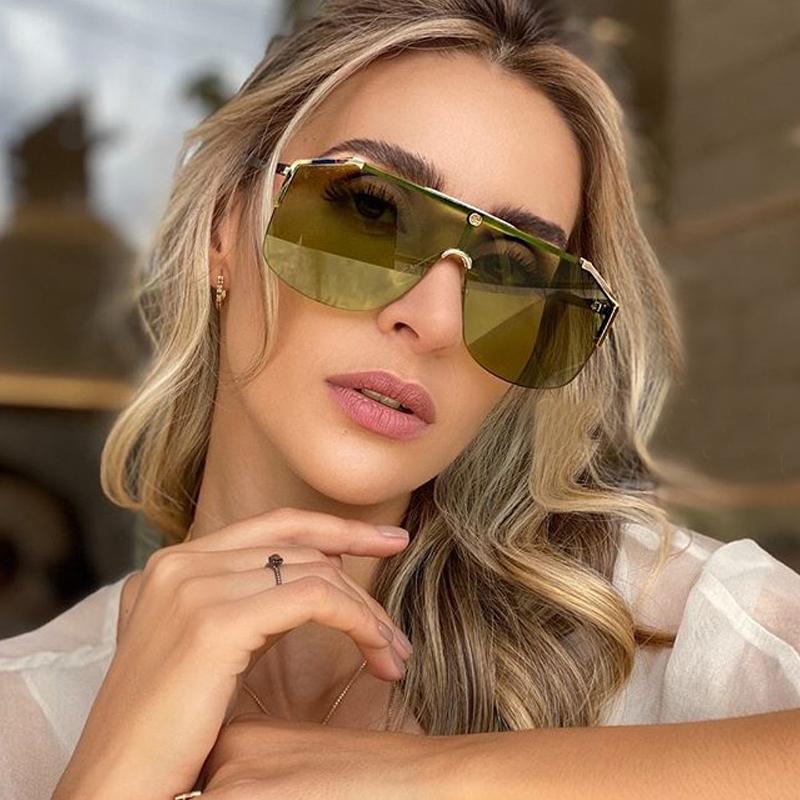 

Sunglasses Rimless Alloy One Piece For Women Black Green Shiled Sun Glasses Men Vintage Flat Hip Hop Shades
