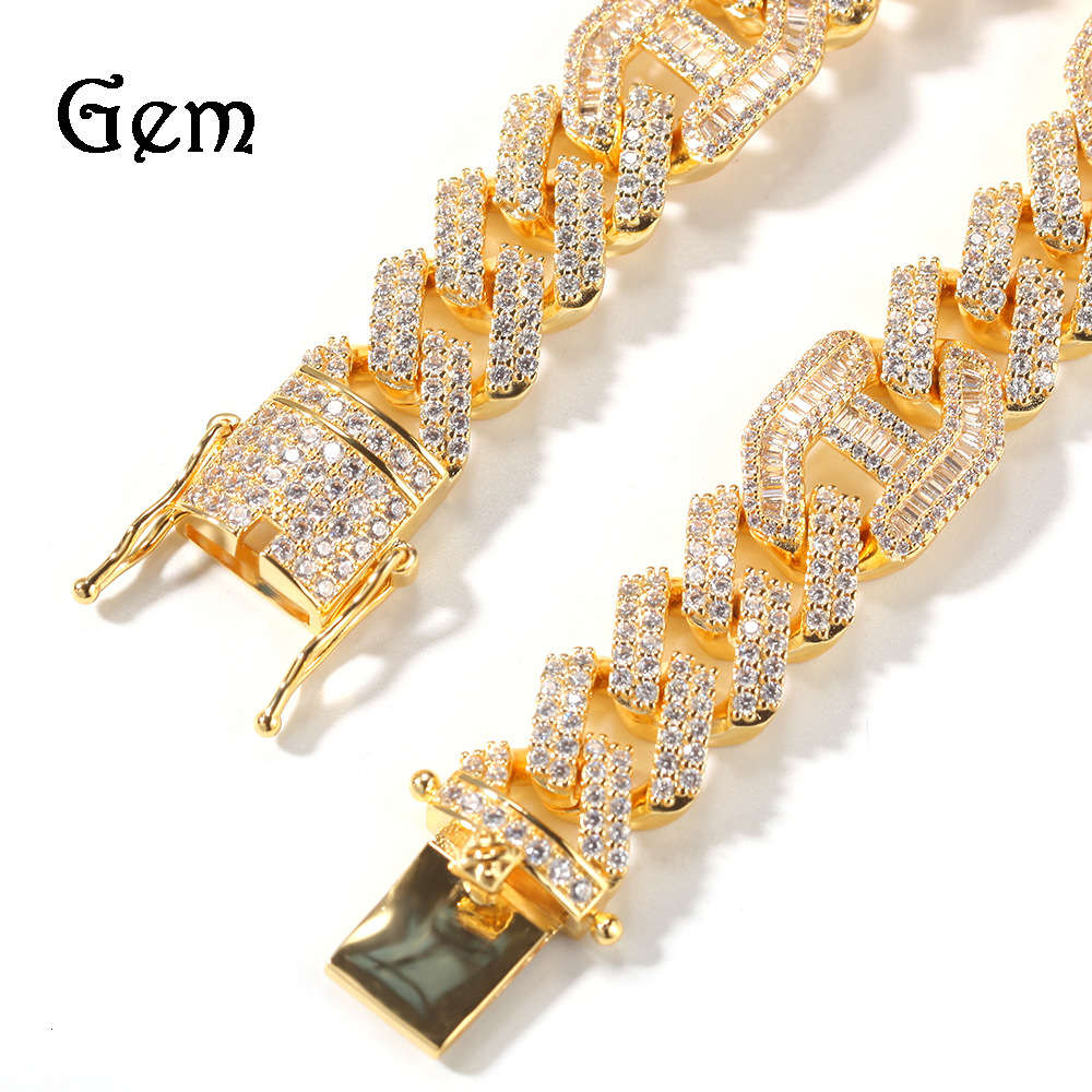 

New high quality full Diamond Men's hip-hop Necklace AAA zircon irregular 3:1 large gold chain jewelry hot