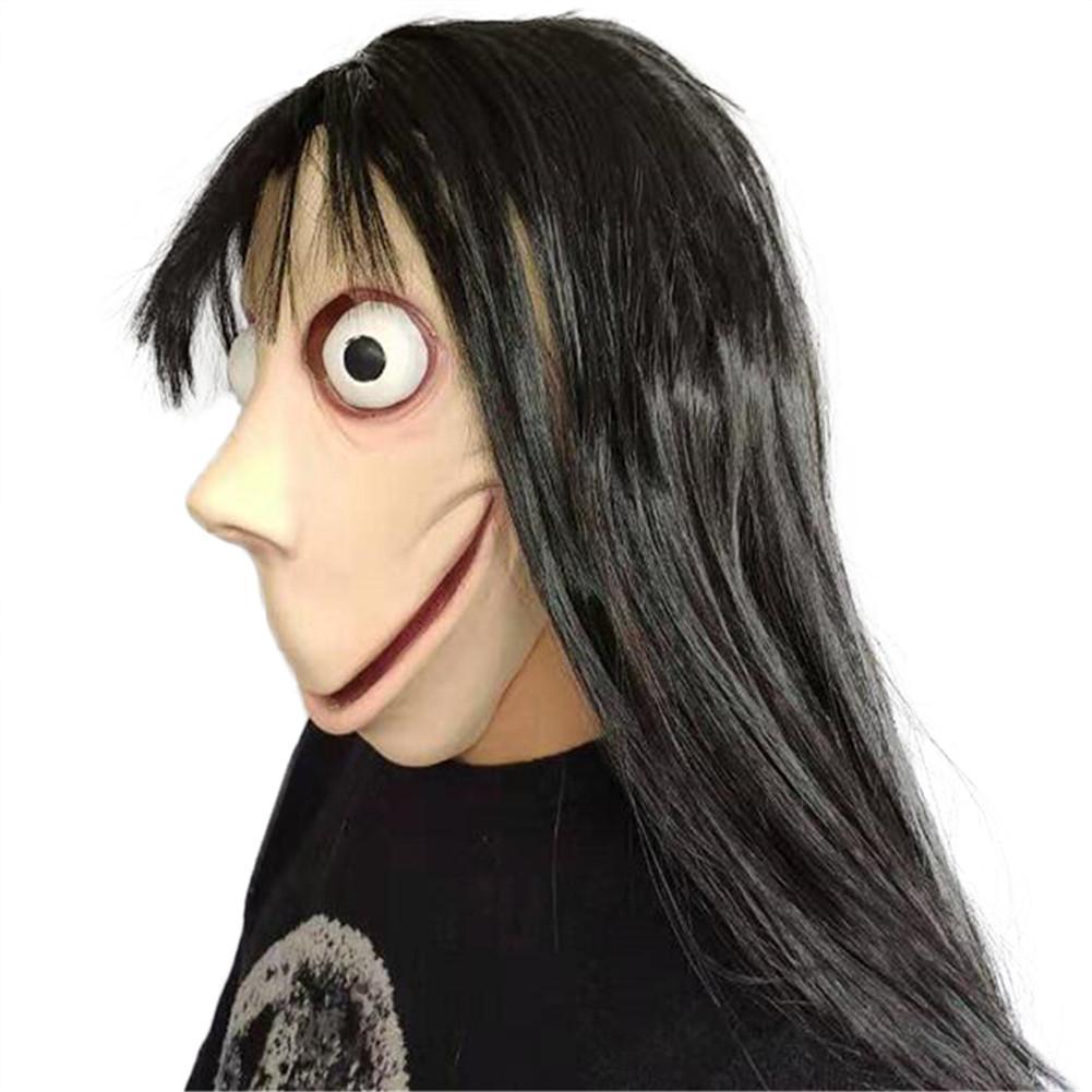 Cheap Scary MoMo Costume Mask Tern Death Game With Long Hair Halloween