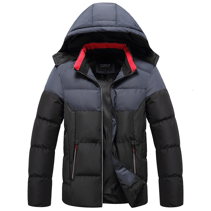 

2021 New Winter Hooded Parkas Jacket Men Causal Mens Cotton Padded Jackets Fashion Male Patchwork Thicken Parka Coats 70r0, Blue
