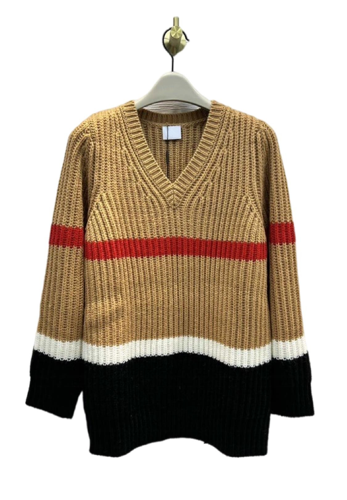 

Milan Runway Sweaters 2022 Spring Long Sleeves V Neck Women' Sweater High End Jacquard Pullovers Designer Sweater 1206-12, Picture color