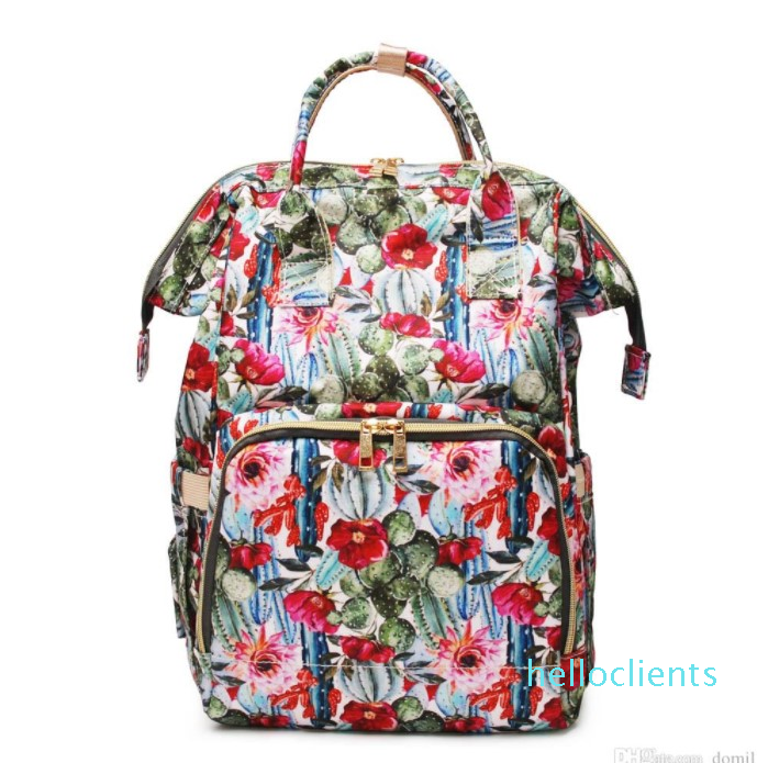 

Cactus Flower Shoulder Bag Wholesale Blanks Large Capacity Cactus Diaper Backpack Floral Mummy Baby Care Nappy Bag