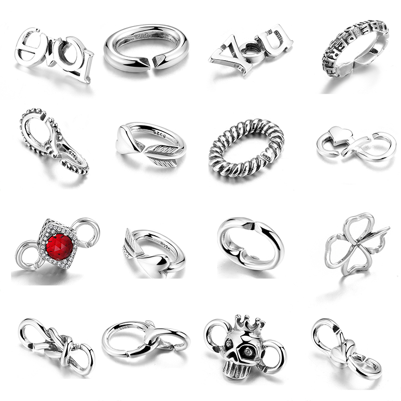 

37 Style 925 Sterling Silver Beads Charms Fit Hard Rubber X Handmade Bracelet Women Accessories Man Bracelets Q0531