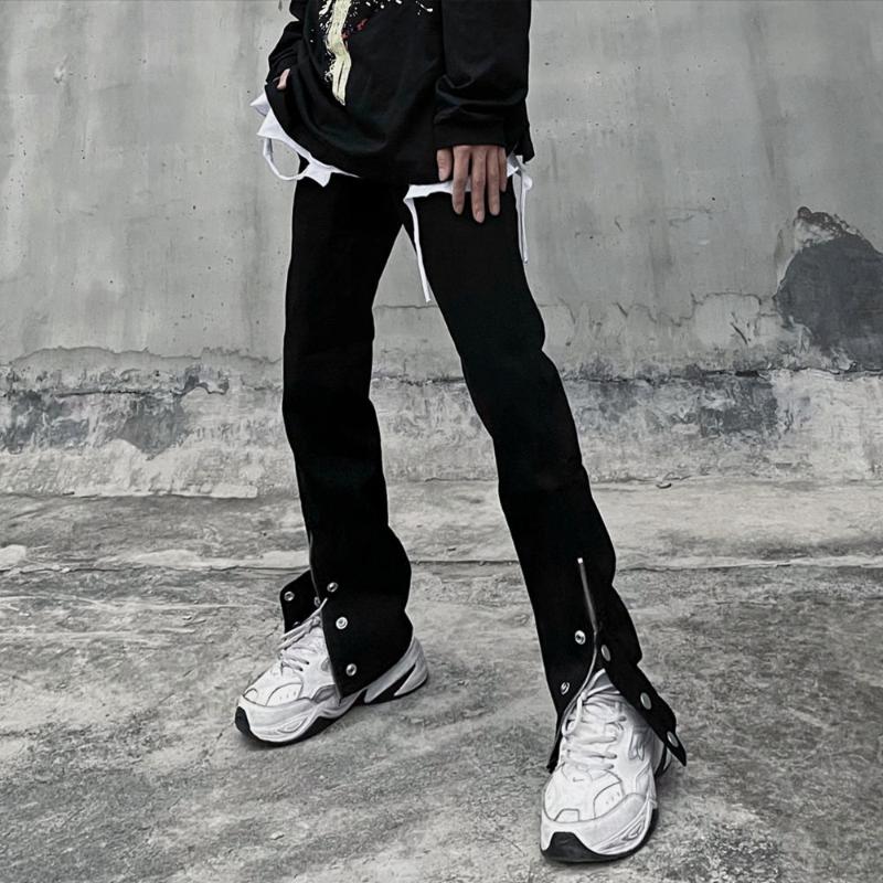 

Men's Pants 2021 Casual Trousers Black Cargo Zipper Hip Hop Male High Street Streetwear Men Jogging Kpop Clothes, Pure gray