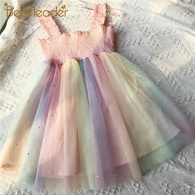 

Bear Leader Girls Party Costume Summer Girl Baby Colorful Princess Dress Children Sweet Clothing Kids Elegant Suit 3-7Y 210708, Ah151 grey
