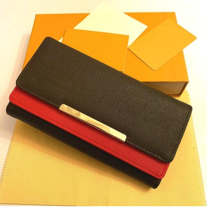 

2022 Top quality women original box purses luxury real leather multicolor short wallet Card holder Holders single classic zipper pocket designer wallets long purse, Red