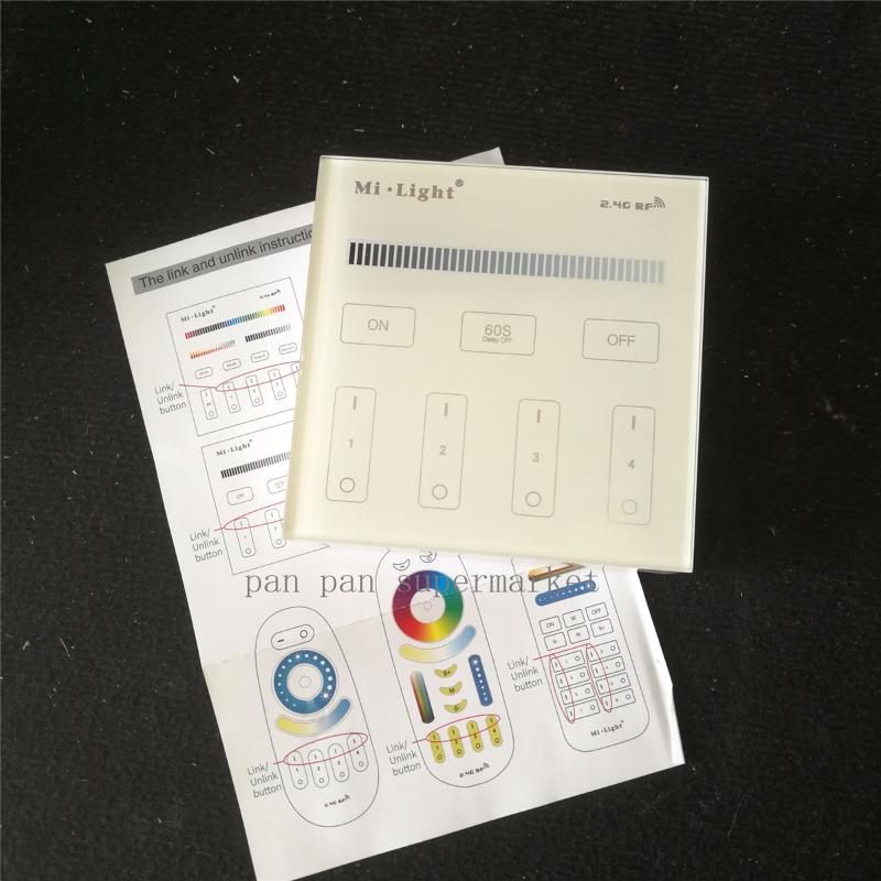 

Mi Light 2.4G 4-Zone Smart Touch Panel Led Dimmer DimmingT1/T2/T3/T4 RGB /RGBW/RGB+CCT Brightness Controller For Strip Controllers