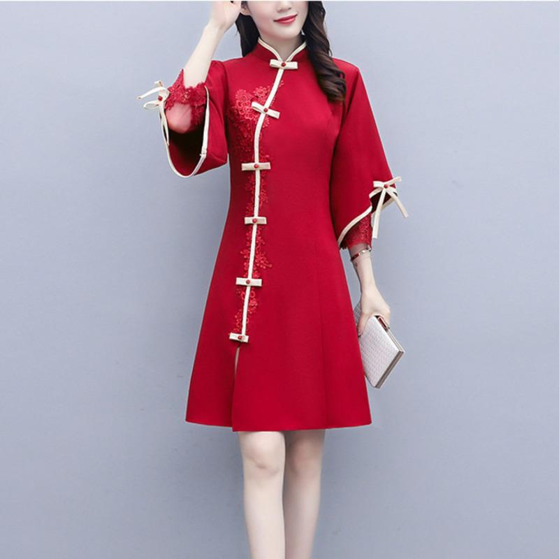 

Ethnic Clothing Chinese Dress Hanfu Women Modern Cheongsam Dresses Robe Orientale Traditional Vestido Chino Mujer China Style Harajuku Qipao, Red