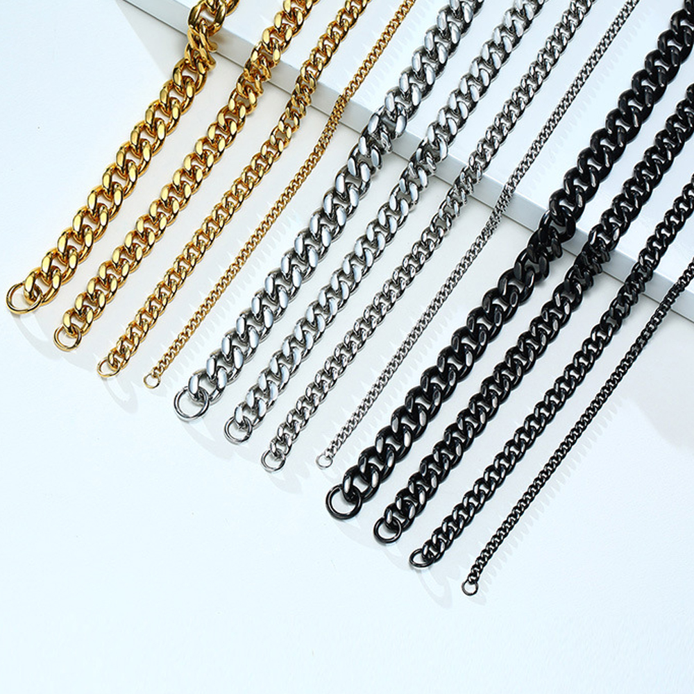 

Fashion Jewelry Men Chain Women Chains Rock stainless steel Bracelets Hip hop mens link gold silver black color 3mm,5mm,7mm,9mm width