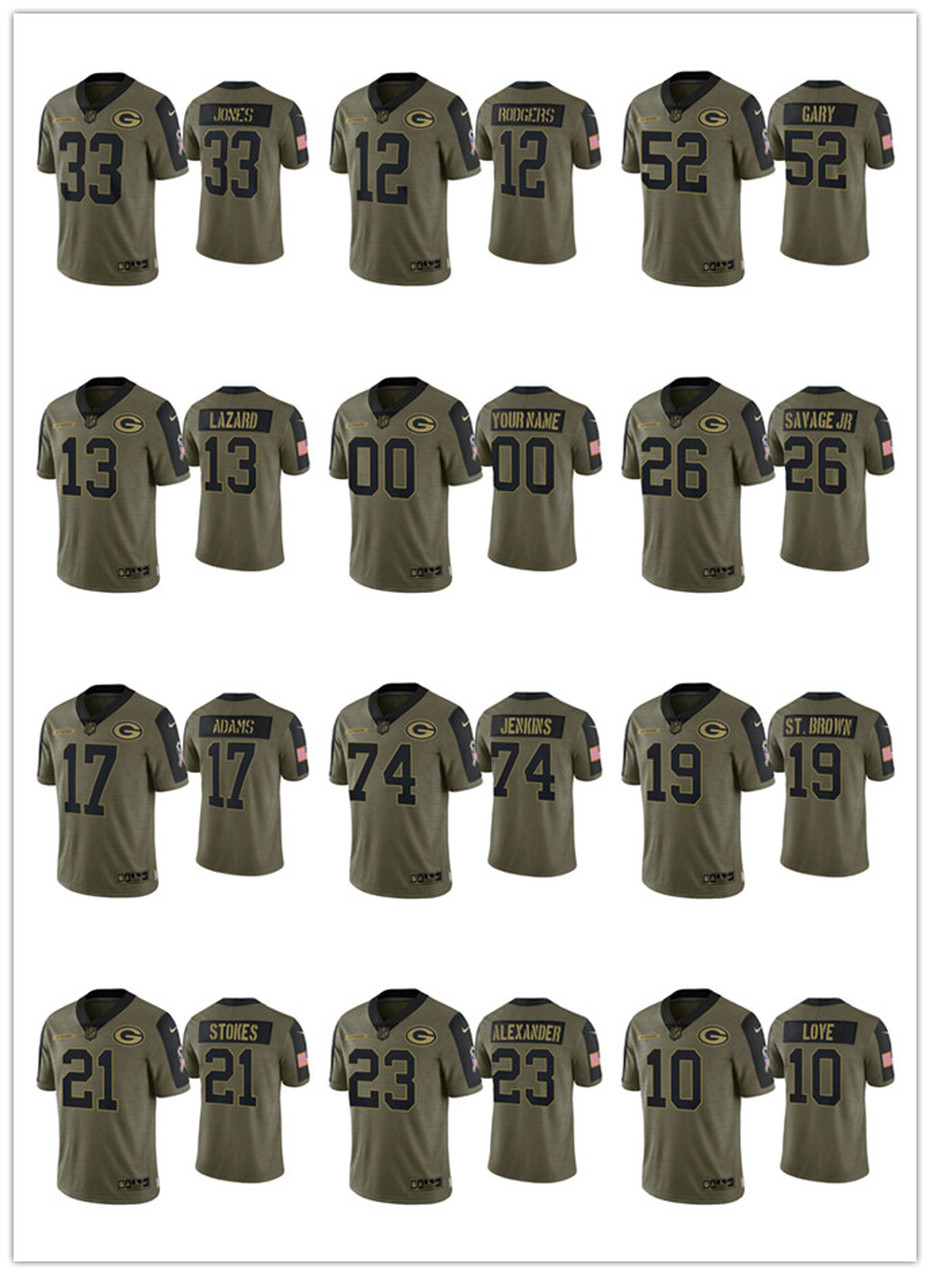 

2021 Salute To Service Jersey Green Bay''Packers''MEN''NFL''YOUTH Aaron Jones Davante Adams Rashan Gary Aaron Rodgers, 11