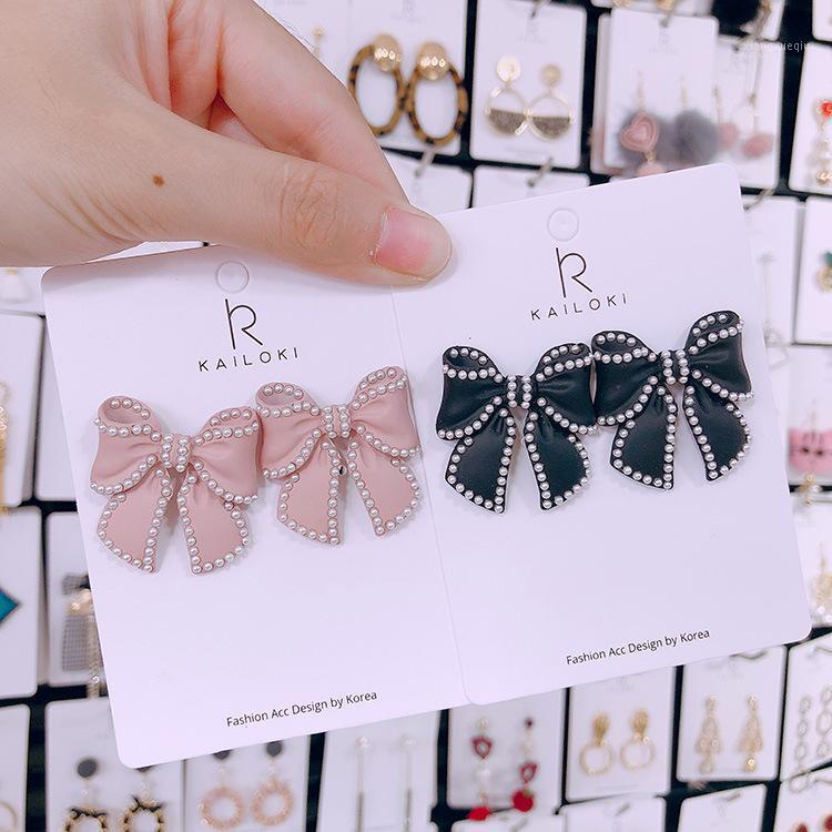 

Korean Style Sweet Bow Stud Earrings 2022 High-quality Ladies Pearl Simple Jewelry For Women Butterfly Dangle & Chandelier, Silver