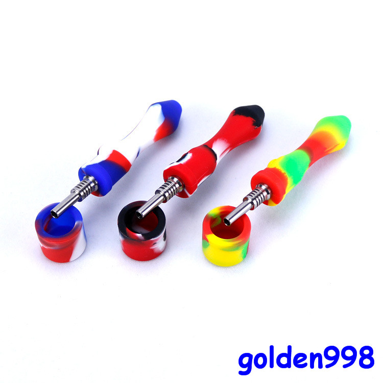 

smoking Titanium Tips 10mm nector collector kit mini silicone tobacco pipes for oil rig glass bong