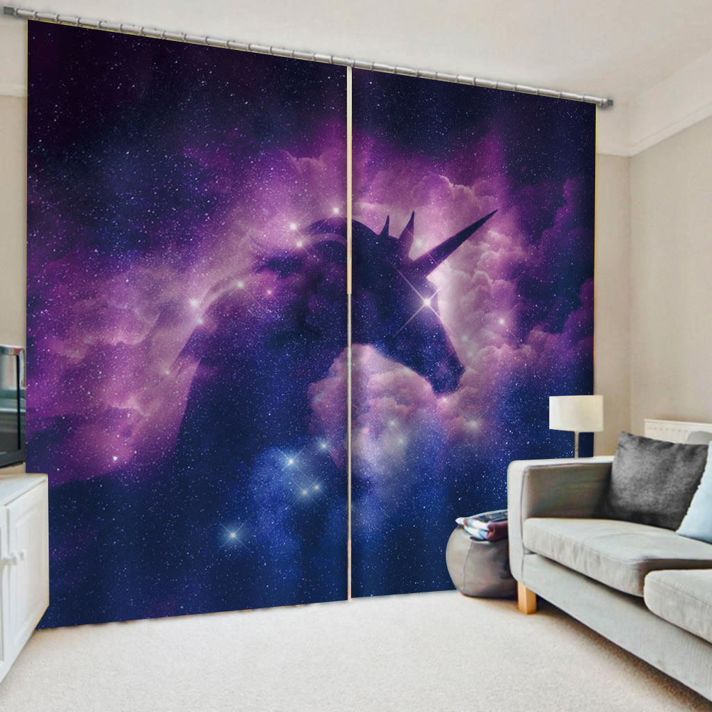 

Dream Animal Printing 3D Curtain Blackout Modern Children Room Curtains Window Door Kitchen Curtains Home Decor Purple, As the photo