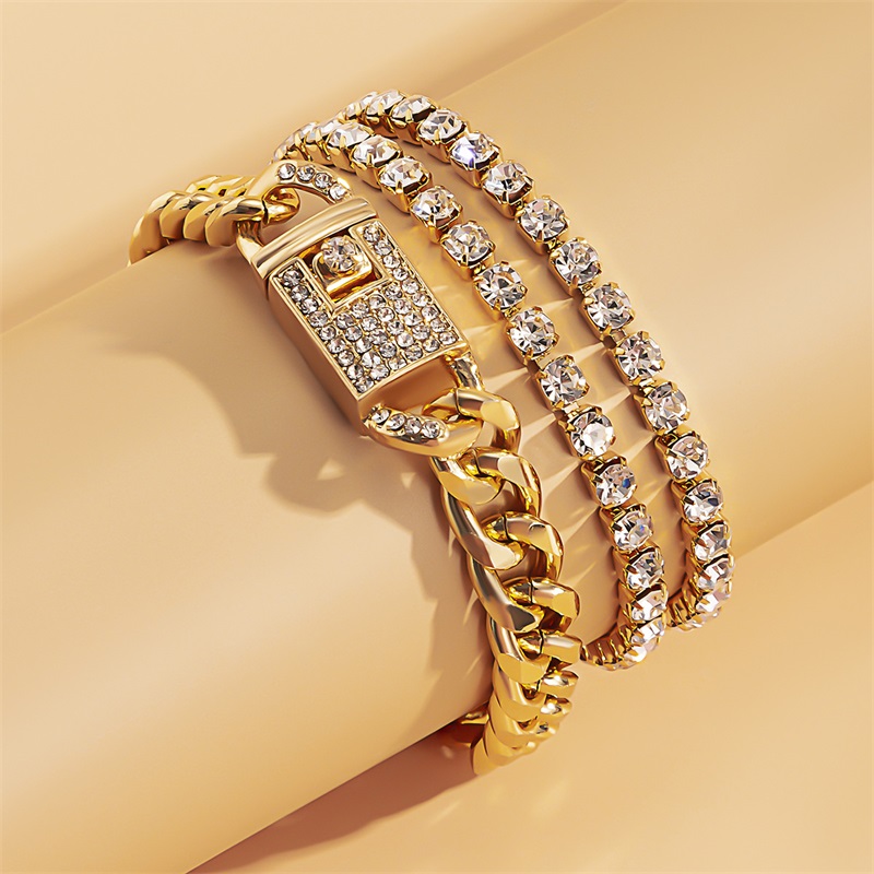 

Iced Out Cuban Chain Anklet Bracelet Silver Gold Multilayer Crystal Tennis Foot Bracelets for Women Summer Fashion Jewelry 815 Z2