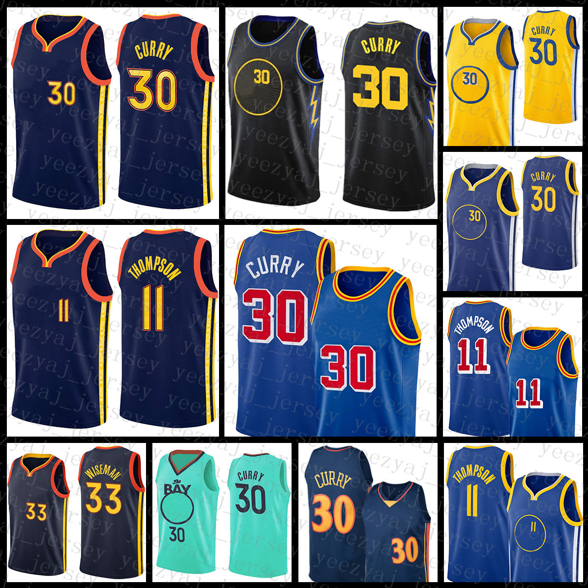 

Basketball Jersey 2021 New Stephen 30 Curry Mens James 33 Wiseman Youth Kids Klay 11 Thompson Black, 2021 mens jersey