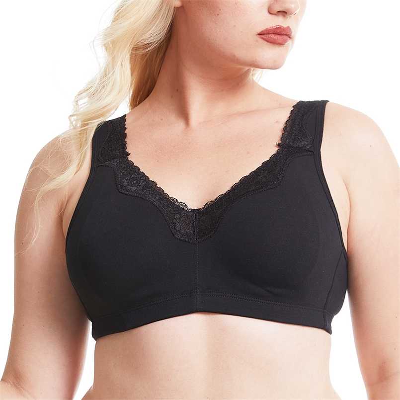 

Underwear Cotton Black Plus Size Bra Full Large Cup Seamless Wireless Ultra-thin Women Bras Minimizer Bras A B C D E F G H I 211110, Gray