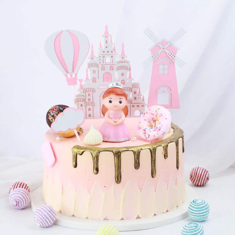 

Other Festive & Party Supplies Princess Prince Cake Topper Castle Balloon Clouds Happy Year Birthday Decorations Baking Kid Love Gifts