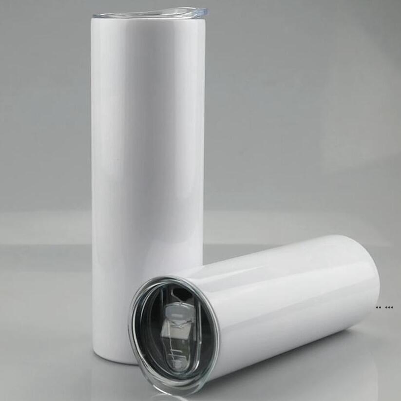 

Blank Sublimation Tumbler 20oz STRAIGHT Skinny Tumblers Cups Stainless Steel Insulated Water Bottle Mugs bottom sea shipping FWB9233, 20oz with rubber bottom