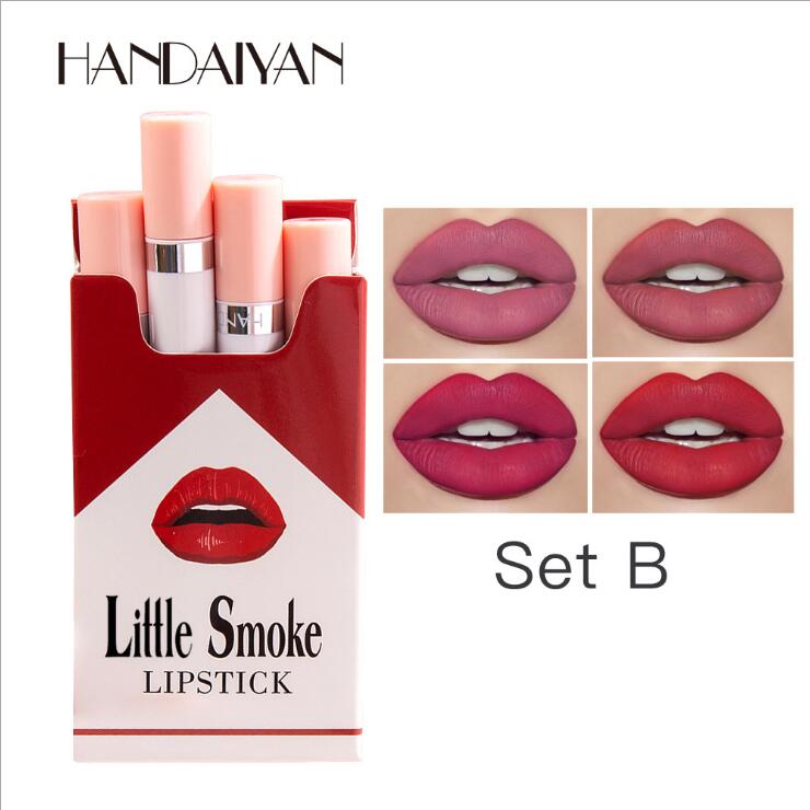 

HANDAIYAN 4 Colors Matte Cigarette Lipstick Long Lasting Waterproof Velvet Fog Surface Sexy Nude Lipstick maquillaje batom, Customize