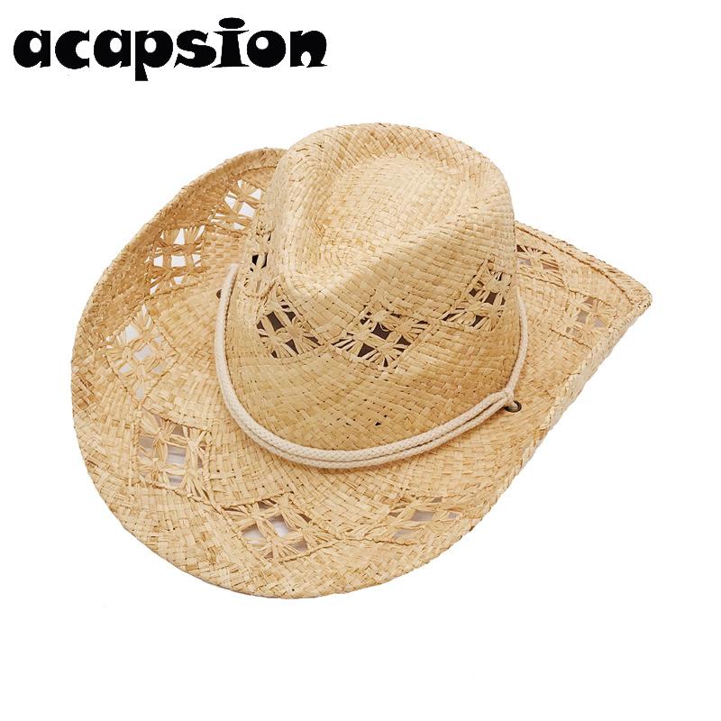 

Cloches Western Cowboy Hats Men Straw Sun Visor Cap Women Cowgirl Costume Summer For Chapeu Sombreros A034, Version 2