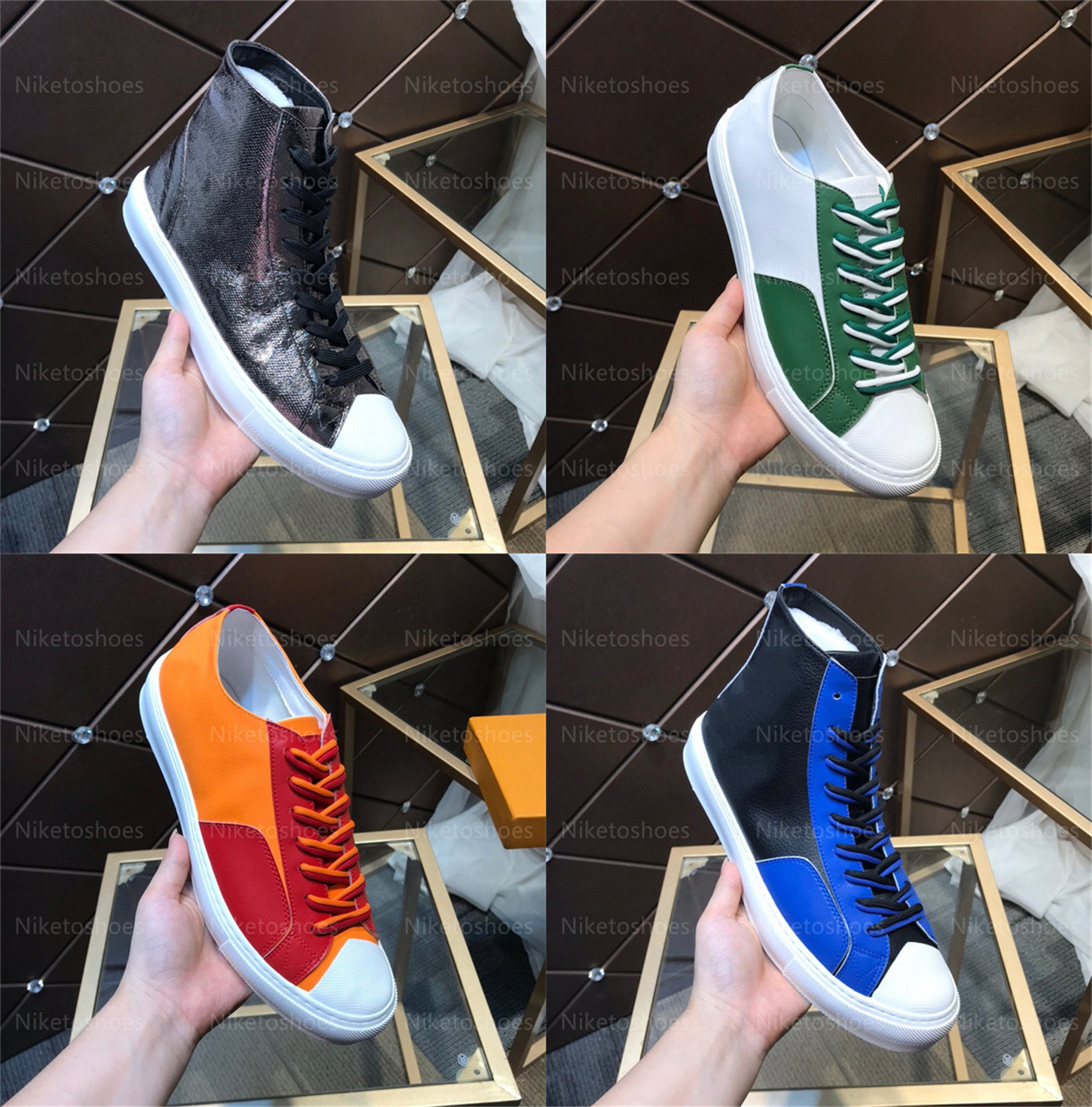 

TATTOO Low/High Top SNEAKER White Running Shoes college-style Bicolor double laces brand Skate shoe Trainers, 09