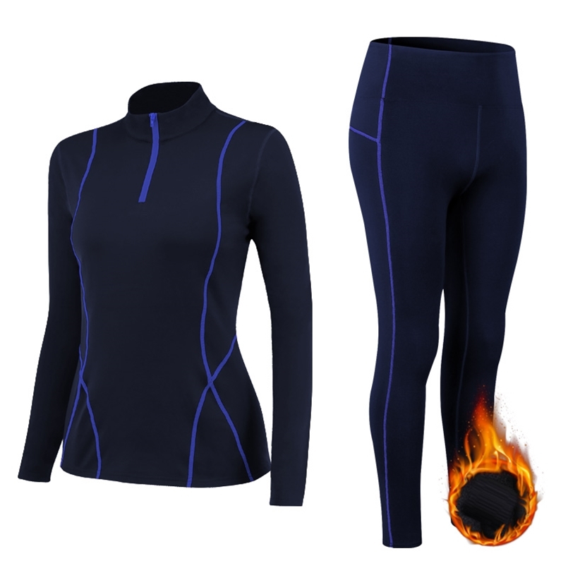 

Fanceey Winter Women' Thermal Underwear Sets High-collar Thermo Lingerie Warm Intimates Long Johns Women Pajamas Clothing 211108, Blue