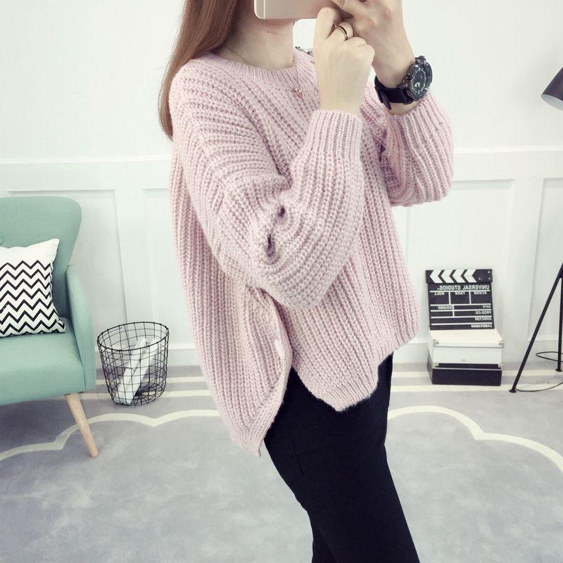 

Women's Sweaters Oversized Knitted Oversize Sweater For 2021 Winter Pullover Knitwear Women Long Sleeve Korean Woman, Undershirt
