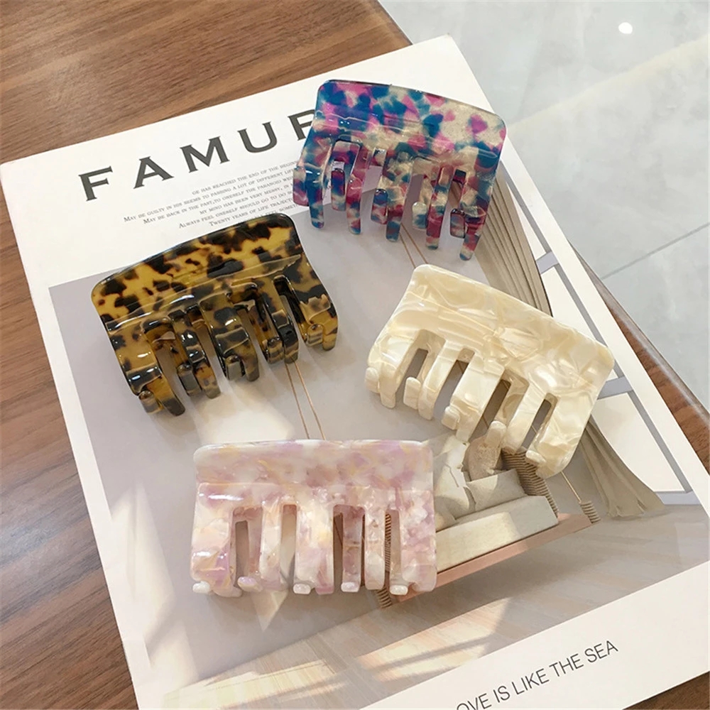 

Korean Geometric Acetate Leopard Hairpins Women Large Square Hair Claw Clips Resin Hair Clamp Catch Vintage Hair Accessories
