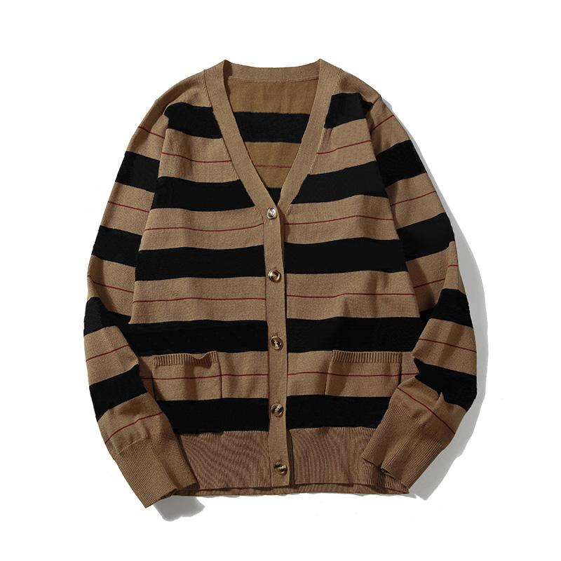 

2020 New winter knitted cardigan men fashion sweater stitching ladies sweater men sweater cardigan size -XXL, Brown