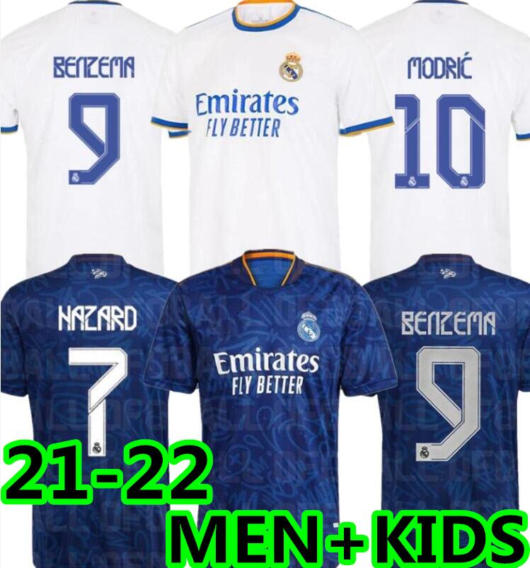 

21 22 real madrid soccer jerseys hazard BENZEMA ASENSIO modric 2020 2021 2022 football shirt men kids camisetas BENZEMA RODRGO HRFC, 21-22 adult