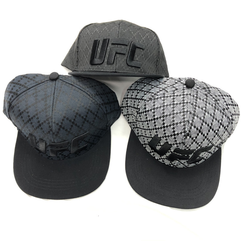 

2021 New Hip Hop Hat Ufc Letter Embroidered Flat Brim Hat, Black