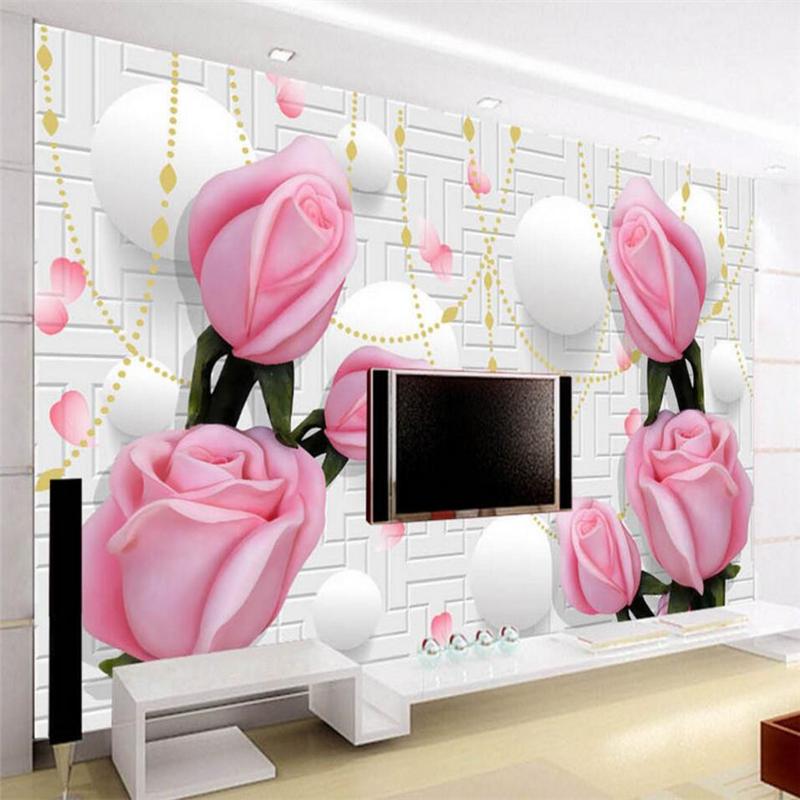 

Shuhiko 3D Pink Rose Rose, TV sofa, background wall, custom made large murals, environmental silk wallpaper papel de parede, As pic