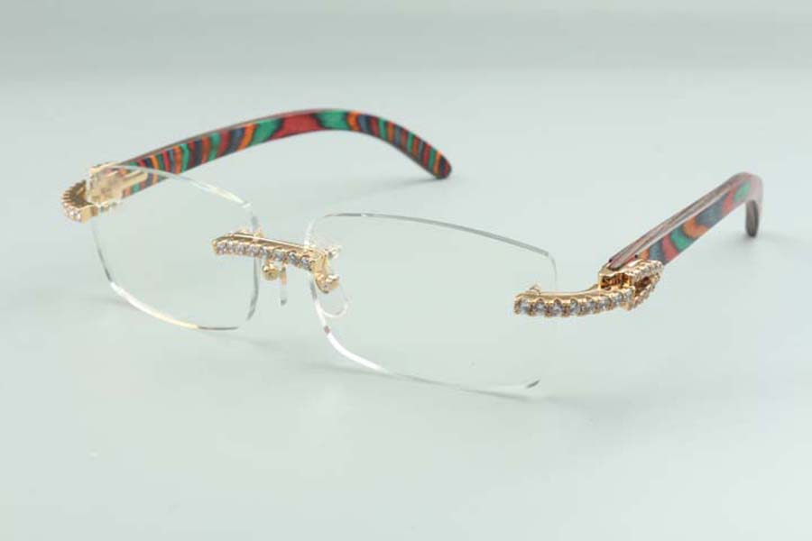 

2021 designers frame endlesses diamonds glasses 3524012 for men women natural peacock wooden glasses, size: 55-18-135mm