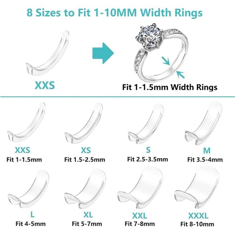 

Cluster Rings 8 Sizes Silicone Invisible Clear Ring Size Adjuster Resizer Loose Reducer Sizer Fit Any Jewelry Tools