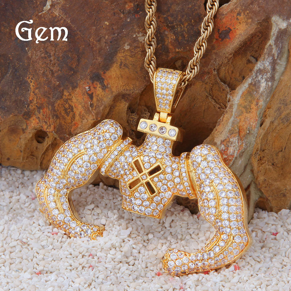 

Personality hip hop full set zircon Muscle Men's Pendant trend hip hop jewelry muscle Pendant