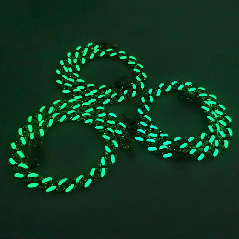 

Chains Men's Full Diamond Dripping Oil Luminous Cuban Chain Necklace Hip-hop Punk Personality Street Accessories Jewelry