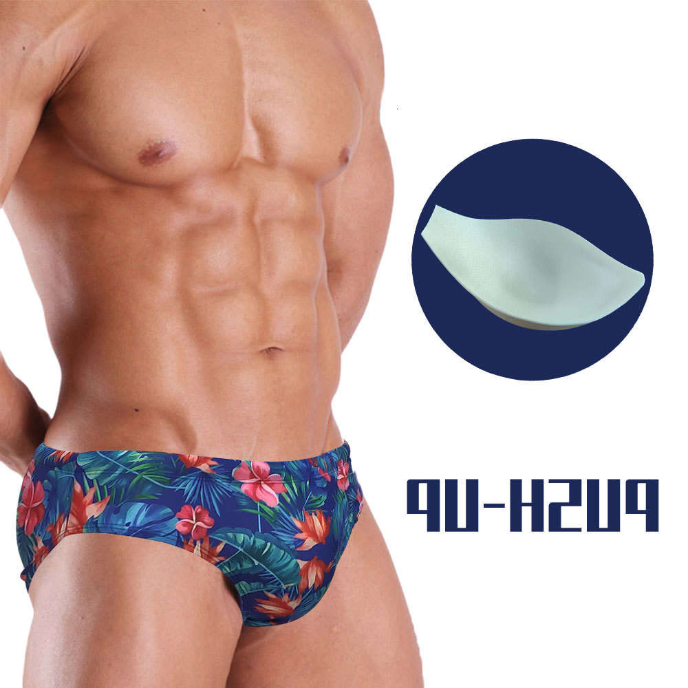 

UXH Padded Bulge Enhancing Swim Sexy Flowers Swimwear Men Swimming Briefs Surf Beach Shorts Mayo Sungas De Praia Homens