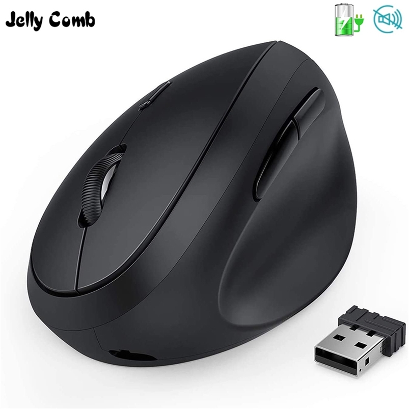 

Jelly Comb Rechargeable 2.4GHz Wireless Mouse Ergonomic Vertical for Computer Laptop PC Gaming Mice with Adjustable DPI 210609